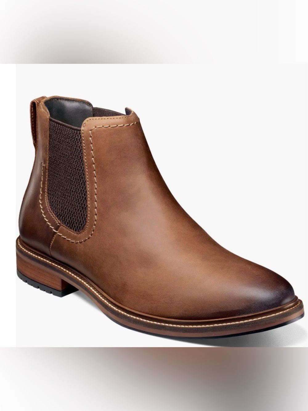 Florsheim Tan Leather Chelsea Boot with Dark Elastic Side Panels